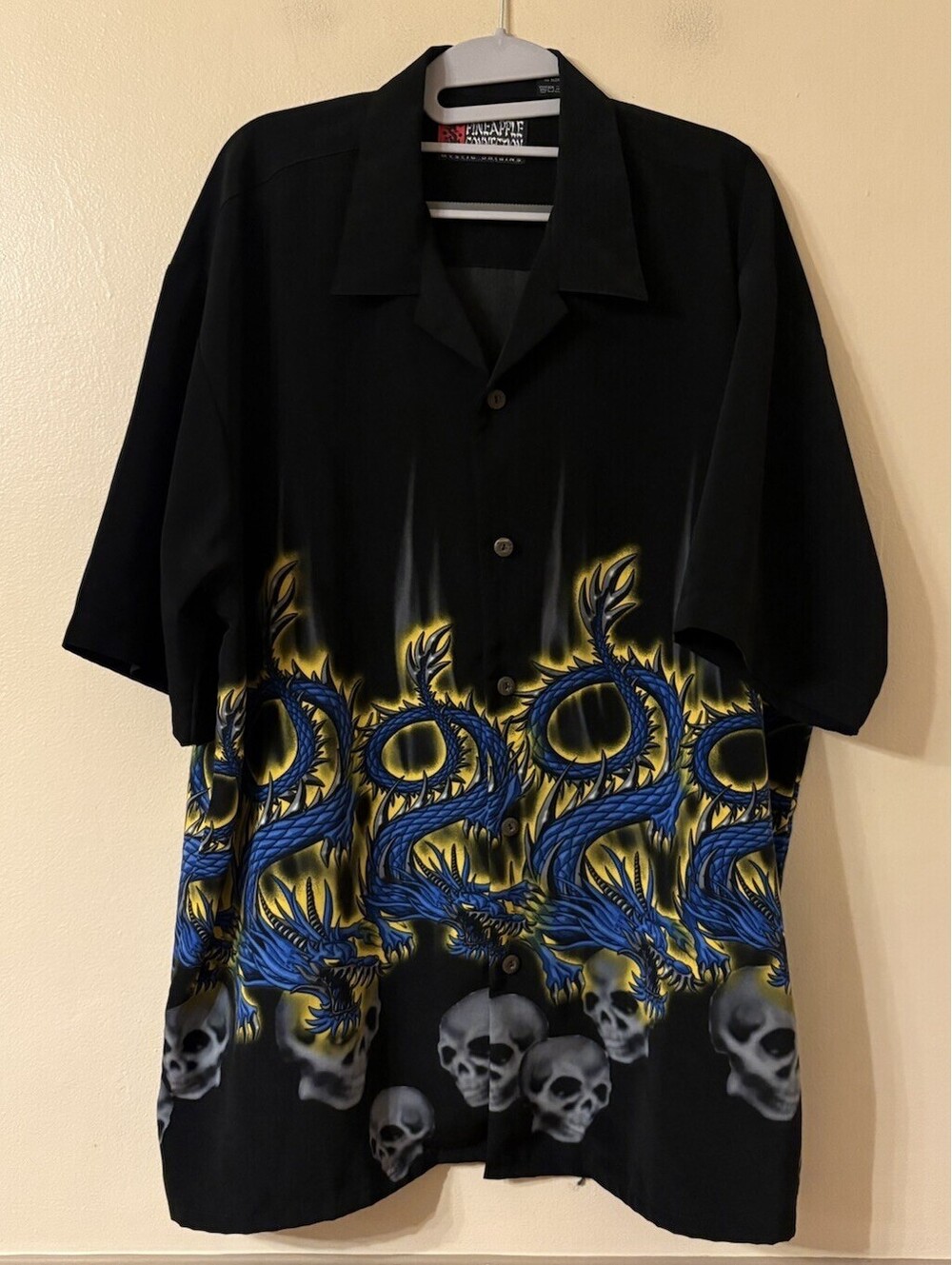 Pineapple Connection Mystic Origins Skulls & Dragons Shirt Size XL Y2K Retro
